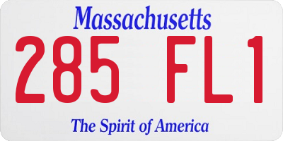 MA license plate 285FL1