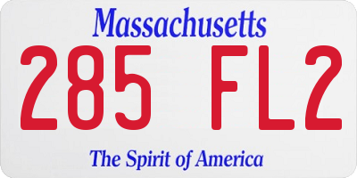 MA license plate 285FL2