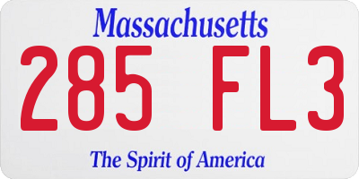 MA license plate 285FL3