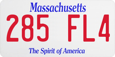 MA license plate 285FL4