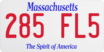 MA license plate 285FL5