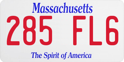 MA license plate 285FL6