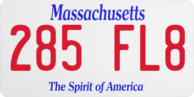 MA license plate 285FL8