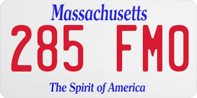 MA license plate 285FM0