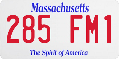 MA license plate 285FM1