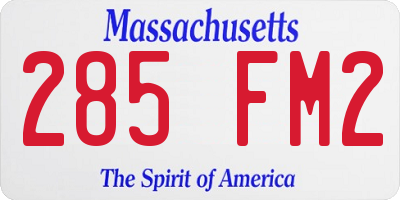 MA license plate 285FM2