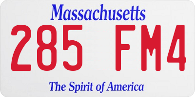 MA license plate 285FM4