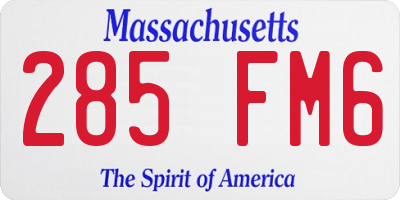 MA license plate 285FM6