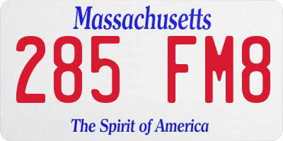 MA license plate 285FM8