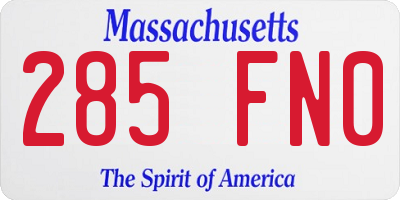 MA license plate 285FN0