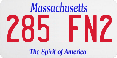 MA license plate 285FN2
