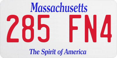 MA license plate 285FN4