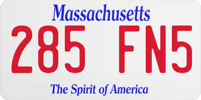 MA license plate 285FN5