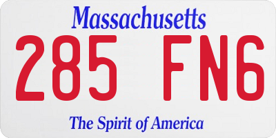 MA license plate 285FN6