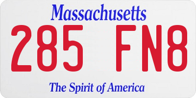MA license plate 285FN8