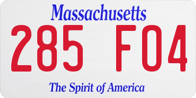 MA license plate 285FO4