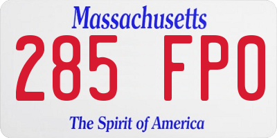 MA license plate 285FP0