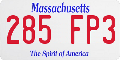 MA license plate 285FP3