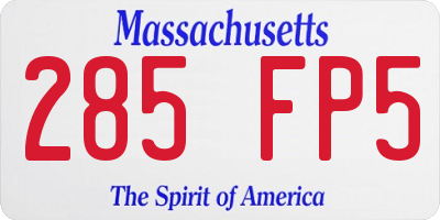 MA license plate 285FP5