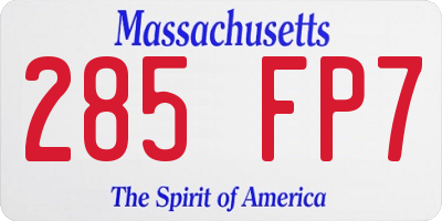 MA license plate 285FP7