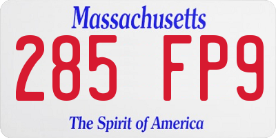 MA license plate 285FP9