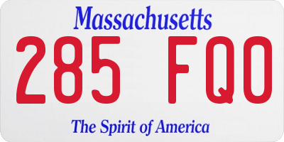 MA license plate 285FQ0