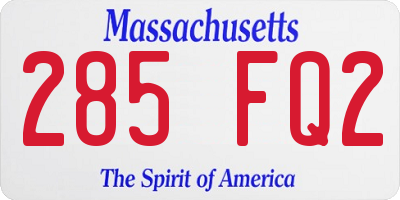 MA license plate 285FQ2