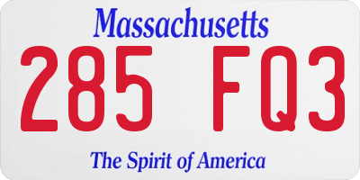MA license plate 285FQ3