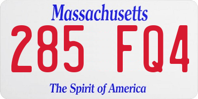 MA license plate 285FQ4