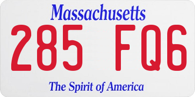 MA license plate 285FQ6