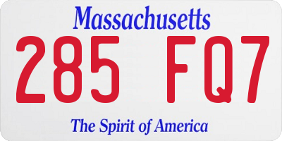MA license plate 285FQ7