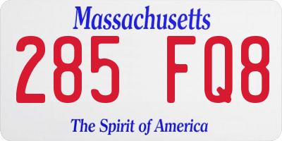 MA license plate 285FQ8