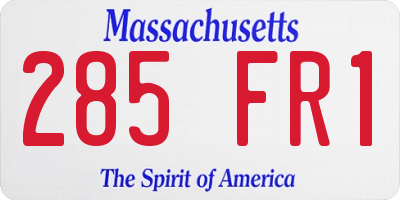 MA license plate 285FR1