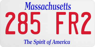 MA license plate 285FR2