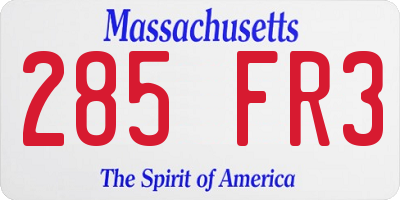 MA license plate 285FR3