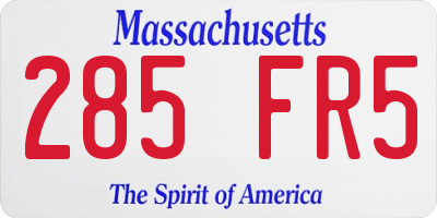 MA license plate 285FR5