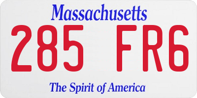 MA license plate 285FR6