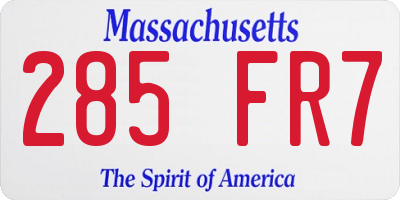 MA license plate 285FR7