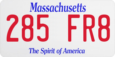MA license plate 285FR8