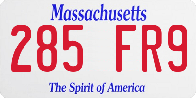 MA license plate 285FR9