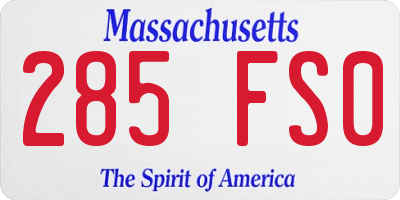 MA license plate 285FS0