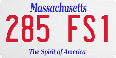 MA license plate 285FS1