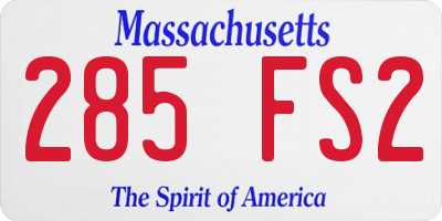 MA license plate 285FS2