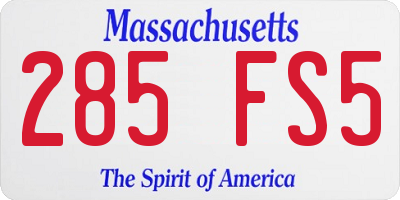 MA license plate 285FS5