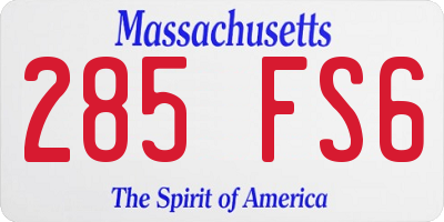 MA license plate 285FS6