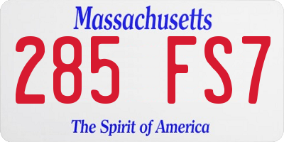 MA license plate 285FS7