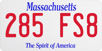 MA license plate 285FS8