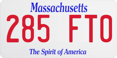 MA license plate 285FT0