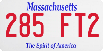 MA license plate 285FT2