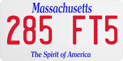 MA license plate 285FT5